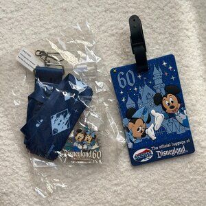 Disneyland 60th Luggage Tag, Lanyard, & Pin